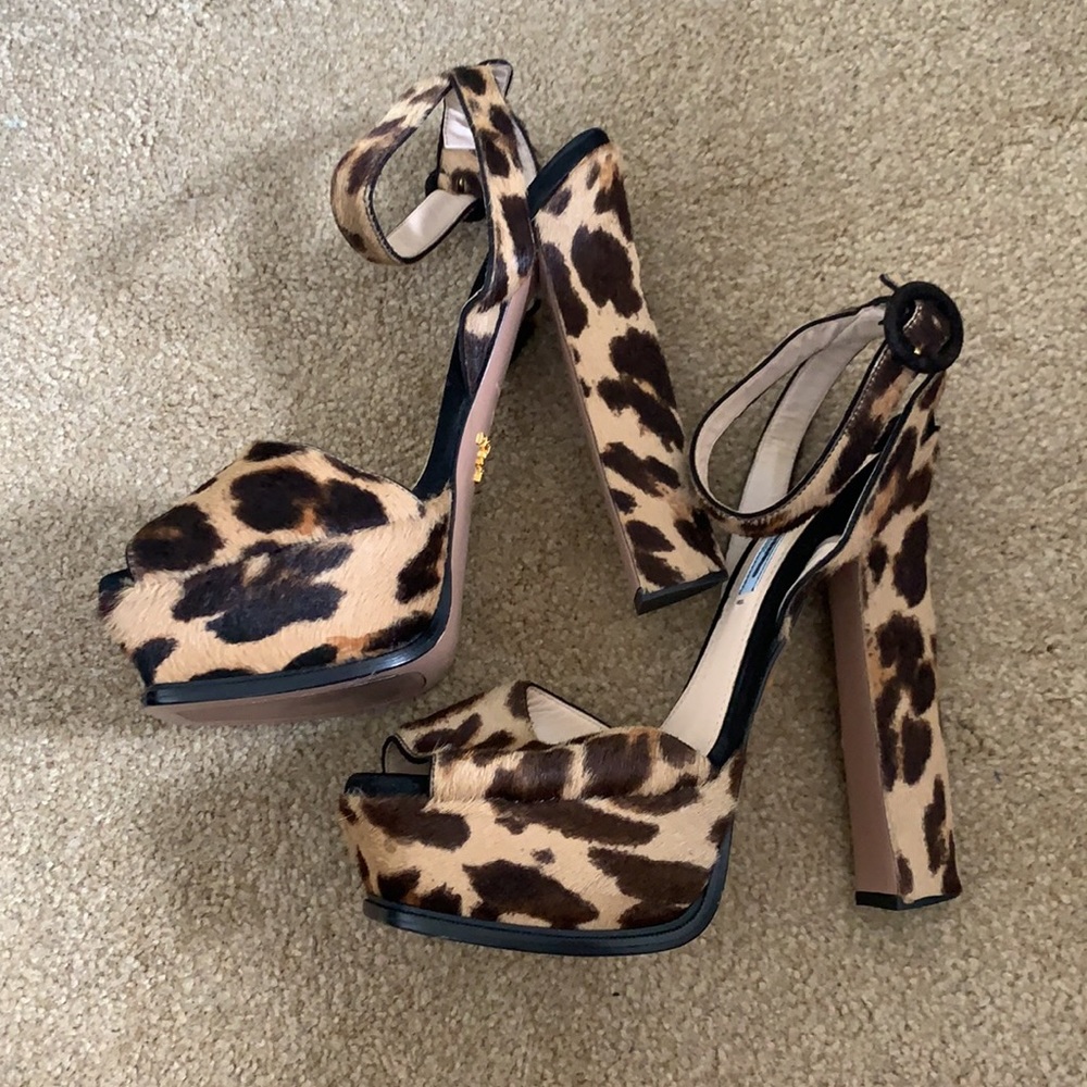 Prada leopard pony hair platform